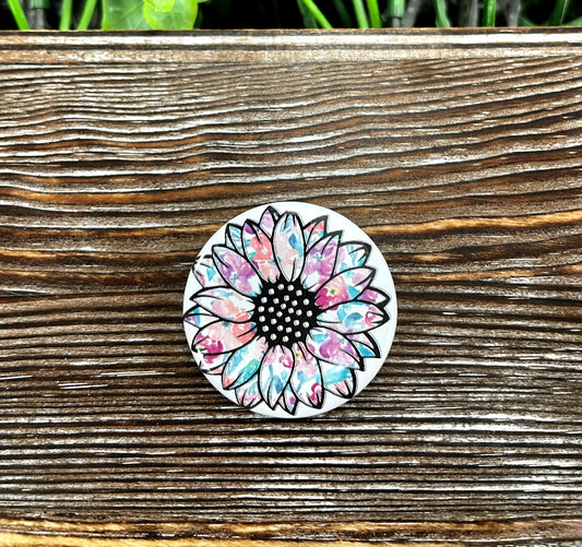 Sunflower Floral Graphic Art Button / Pin 1.25” - Handmade by Marlayna