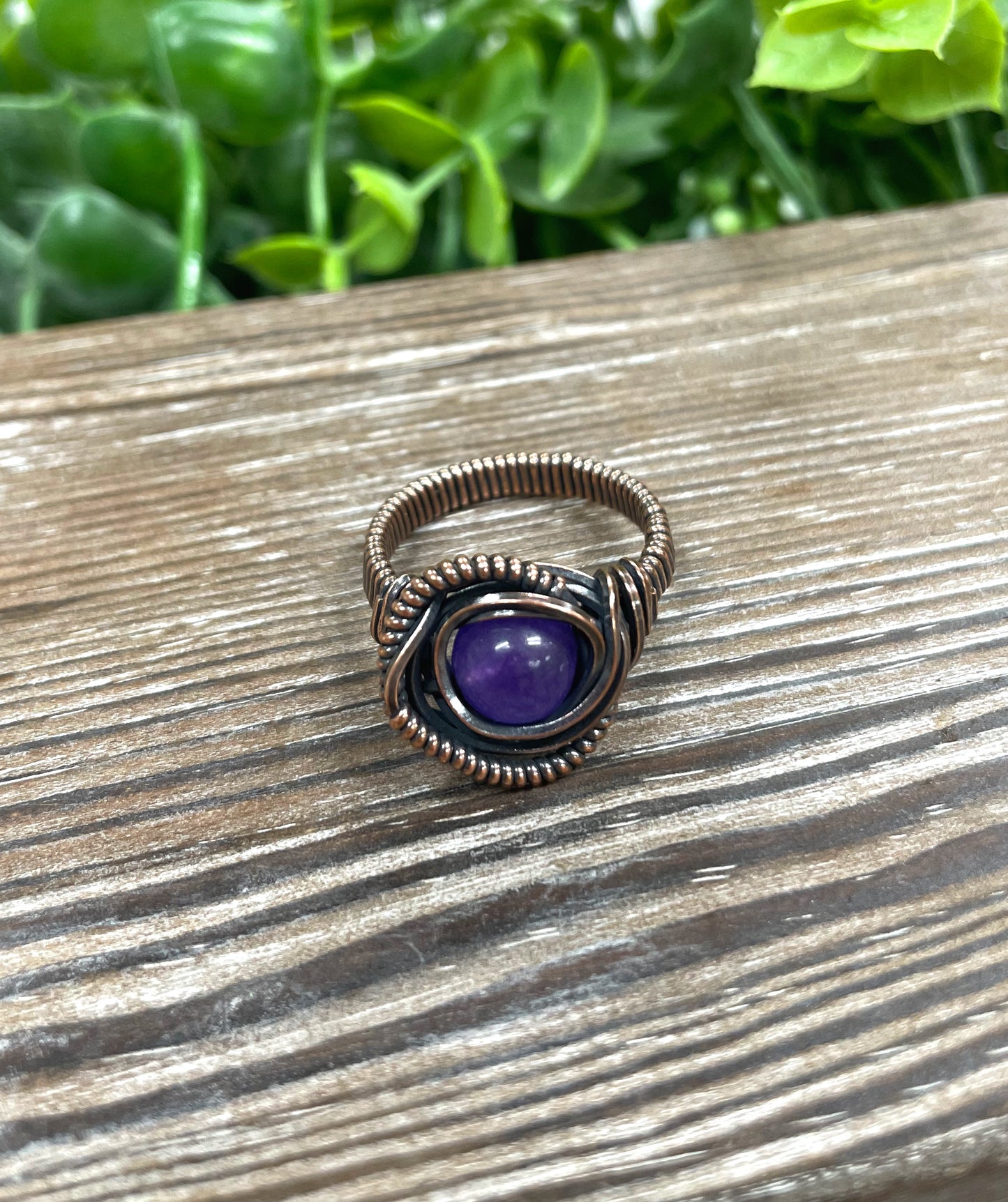 Amethyst Wire Wrapped Ring - Handmade by Marlayna