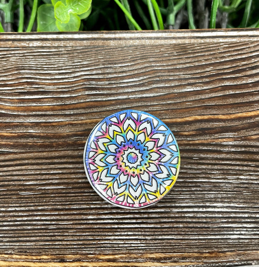 Tie Dye Mandala Graphic Art Button / Pin 1.25” - Handmade by Marlayna