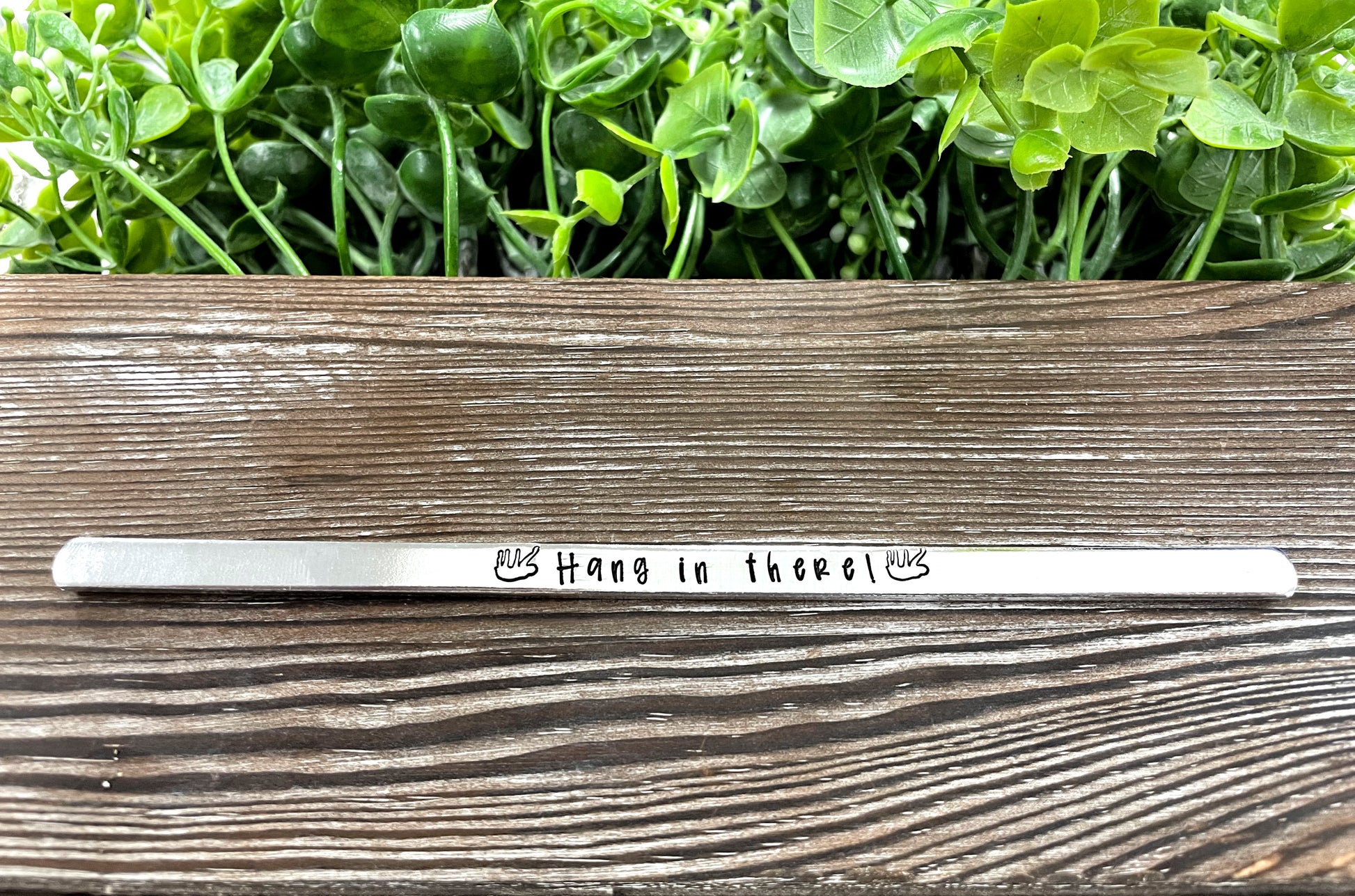 Hang in There Sloth Hand Stamped Cuff Bracelet - Can be d - Handmade by Marlayna