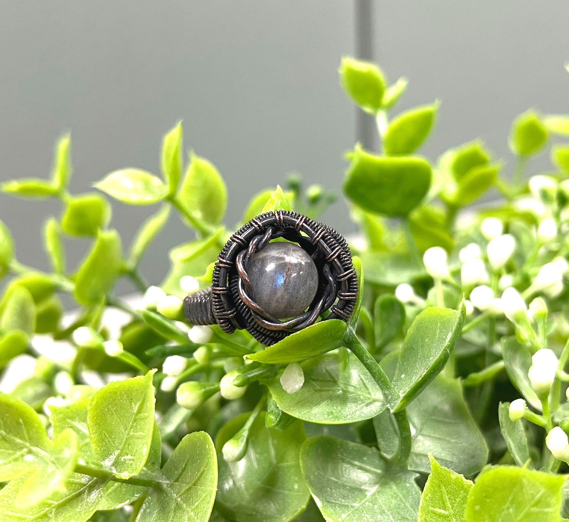 Labradorite wire wrapped ring, handmade crystal ring, boho rings, Agate rings, bohemian ring, wire wrapped jewelry - Handmade by Marlayna