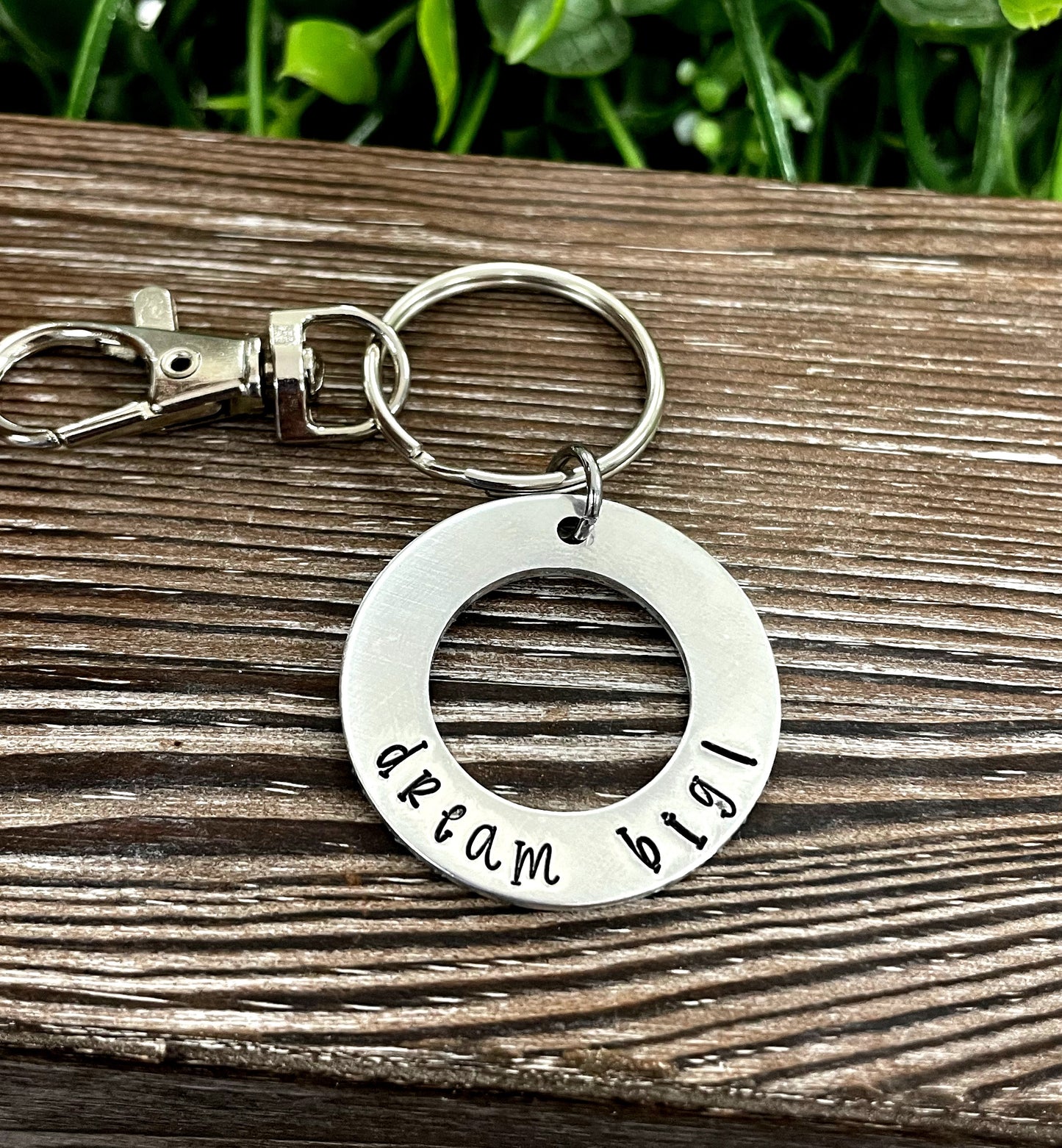 Dream Big Motivational Hand Stamped Key Chain - Handmade by Marlayna