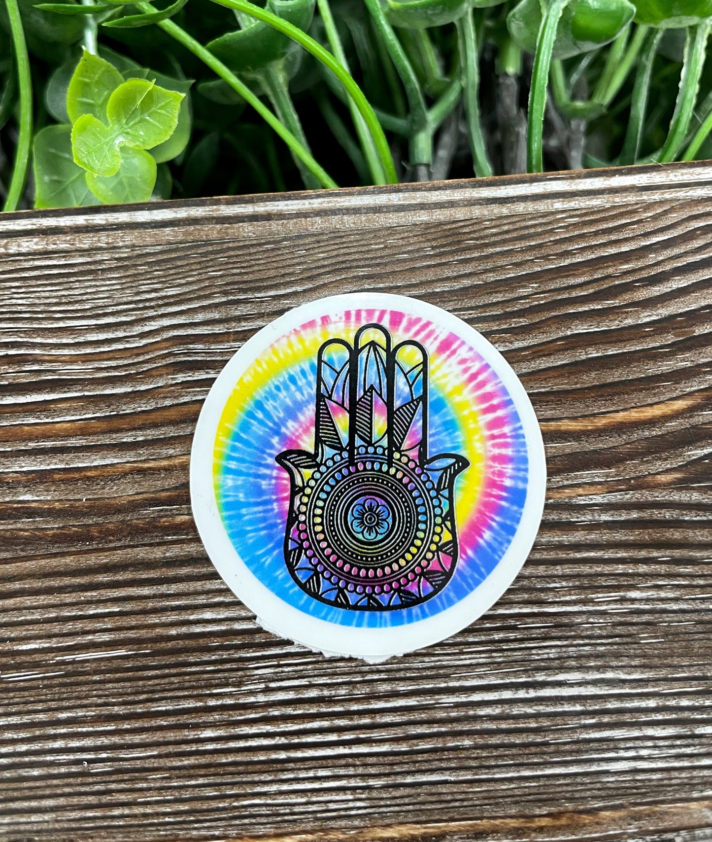 Tie Dye Hamsa Die Cut Sticker, Graphic Art Sticker, Vinyl, , Round Circle |Sticker or Magnet