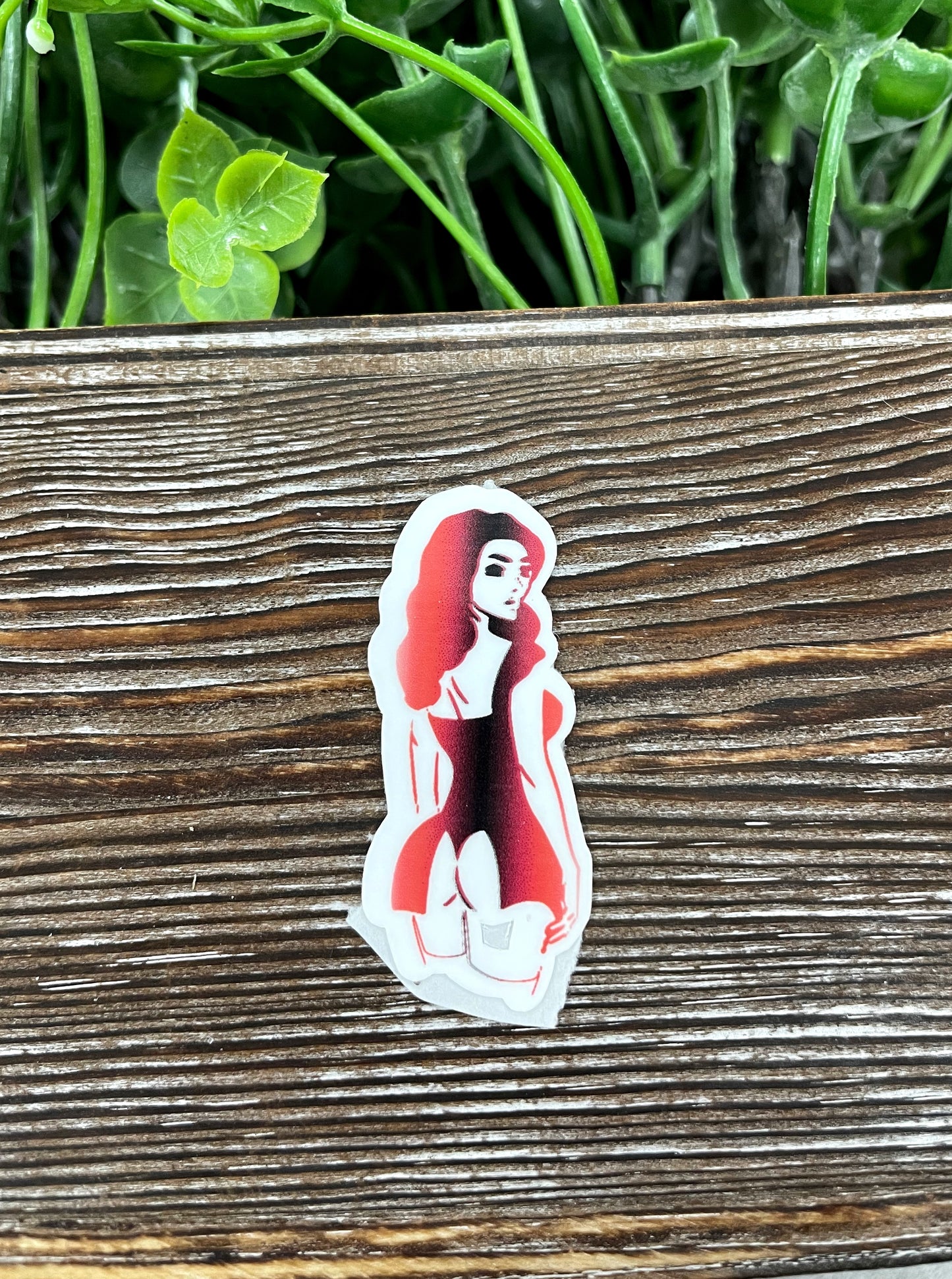 Red Pinup Die Cut Sticker, Graphic Art Sticker, Vinyl, |Sticker or Magnet