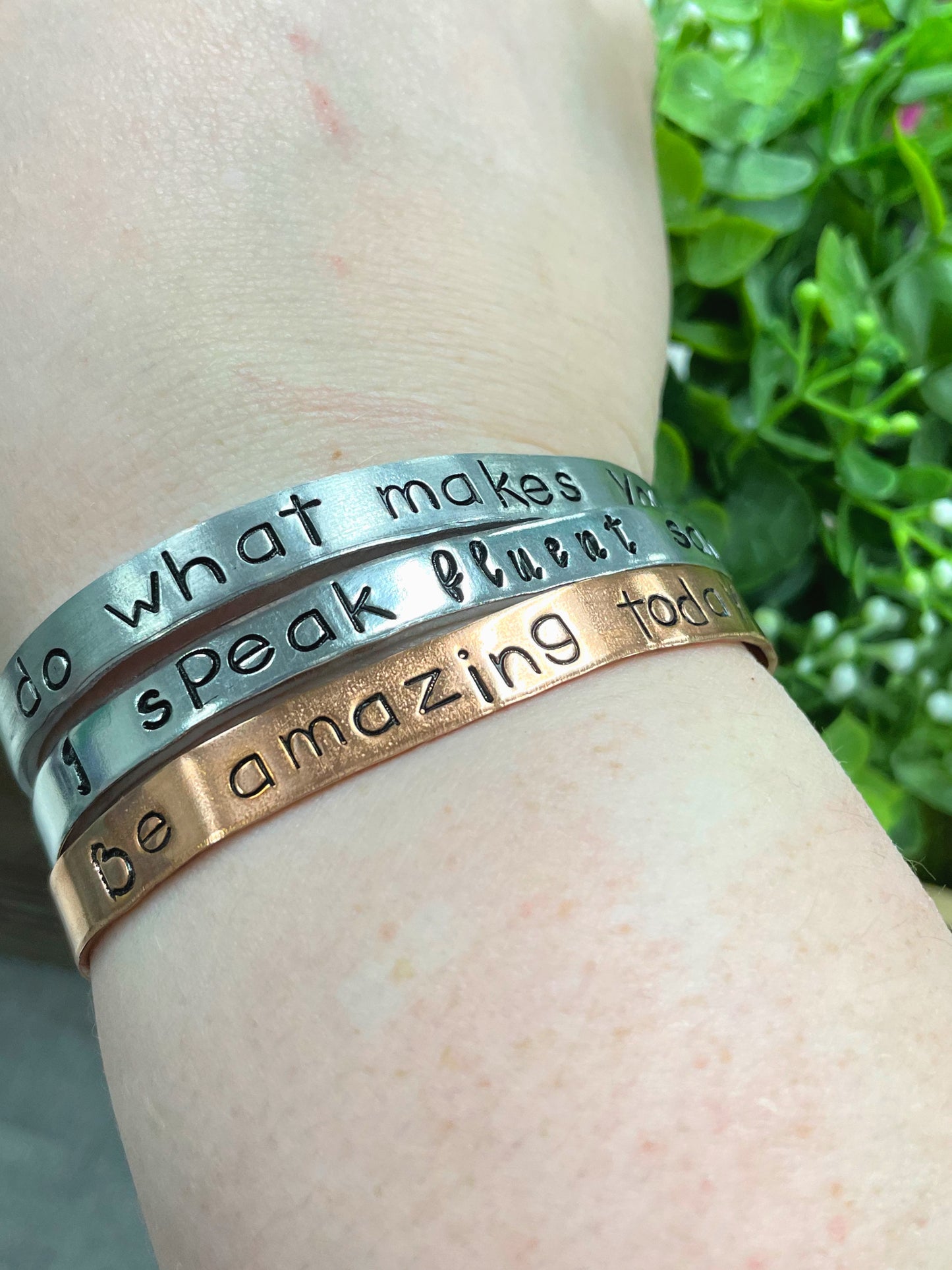 Be Amazing Today Hand Stamped Cuff Bracelet - Can be d - Handmade by Marlayna