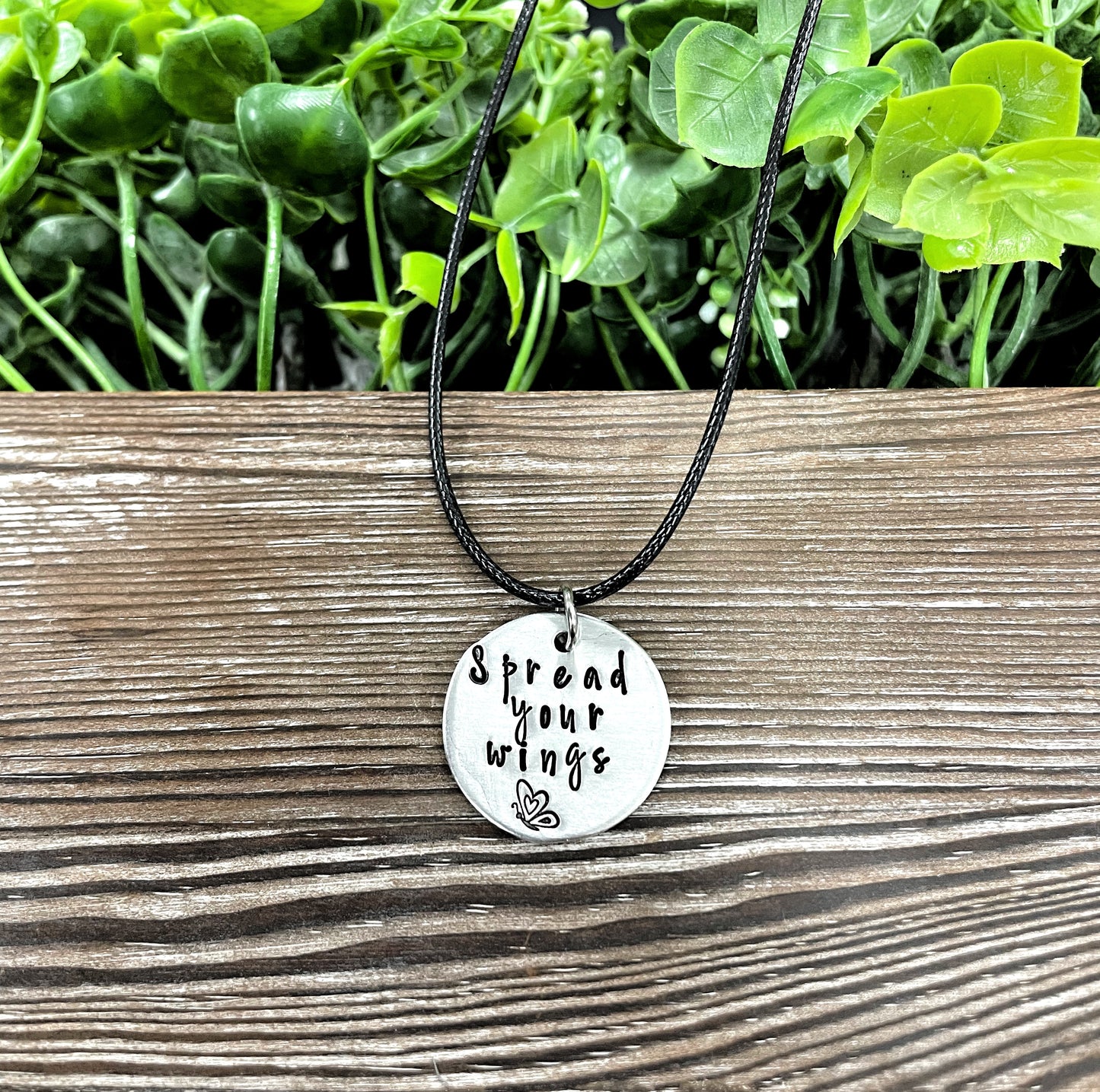 Spread your Wings Butterfly Hand Stamped Necklace - Handmade by Marlayna