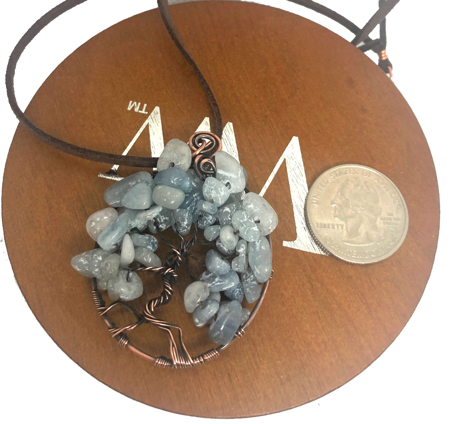 Wire Wrapped Tree of Life Pendant w/ Larimar Gemstones - Handmade by Marlayna