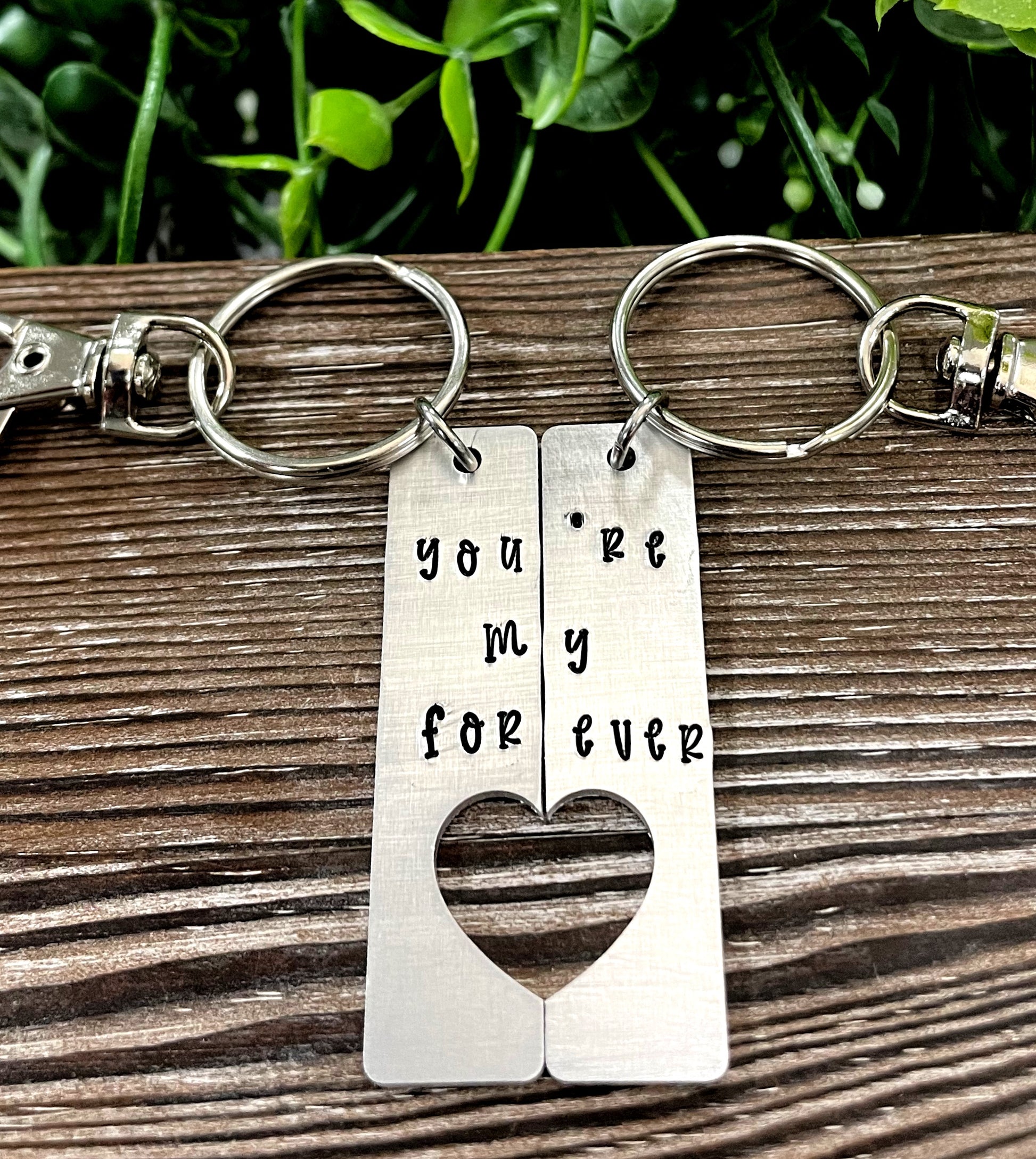 You’re My Forever Hand You’re My Forever Stamped Key Chain Set Boyfriend Gift Valentines Day - Handmade by Marlayna