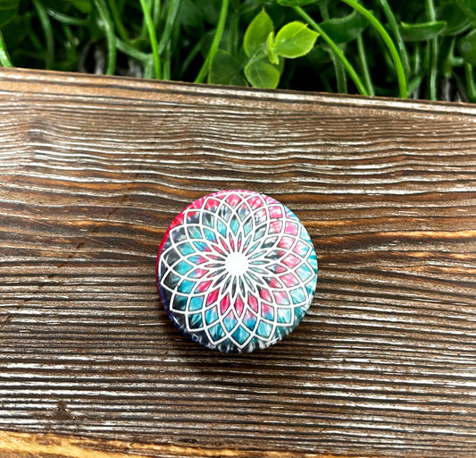 Red Blue White Tie Dye, Graphic Art Button / Pin 1.25” - Handmade by Marlayna