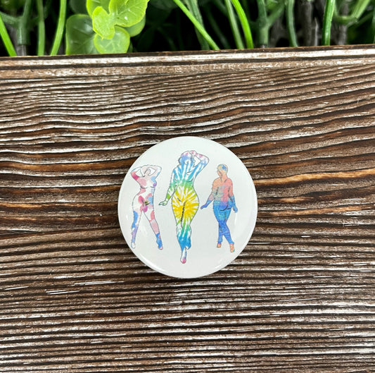 Tie Dye Sexy Woman Silhouette Graphic Art Button / Pin 1.25” - Handmade by Marlayna