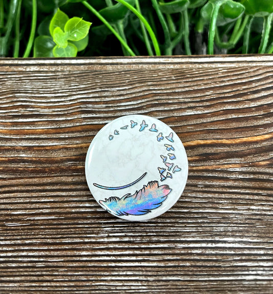 Feather into Birds Graphic Art Button / Pin 1.25” - Handmade by Marlayna