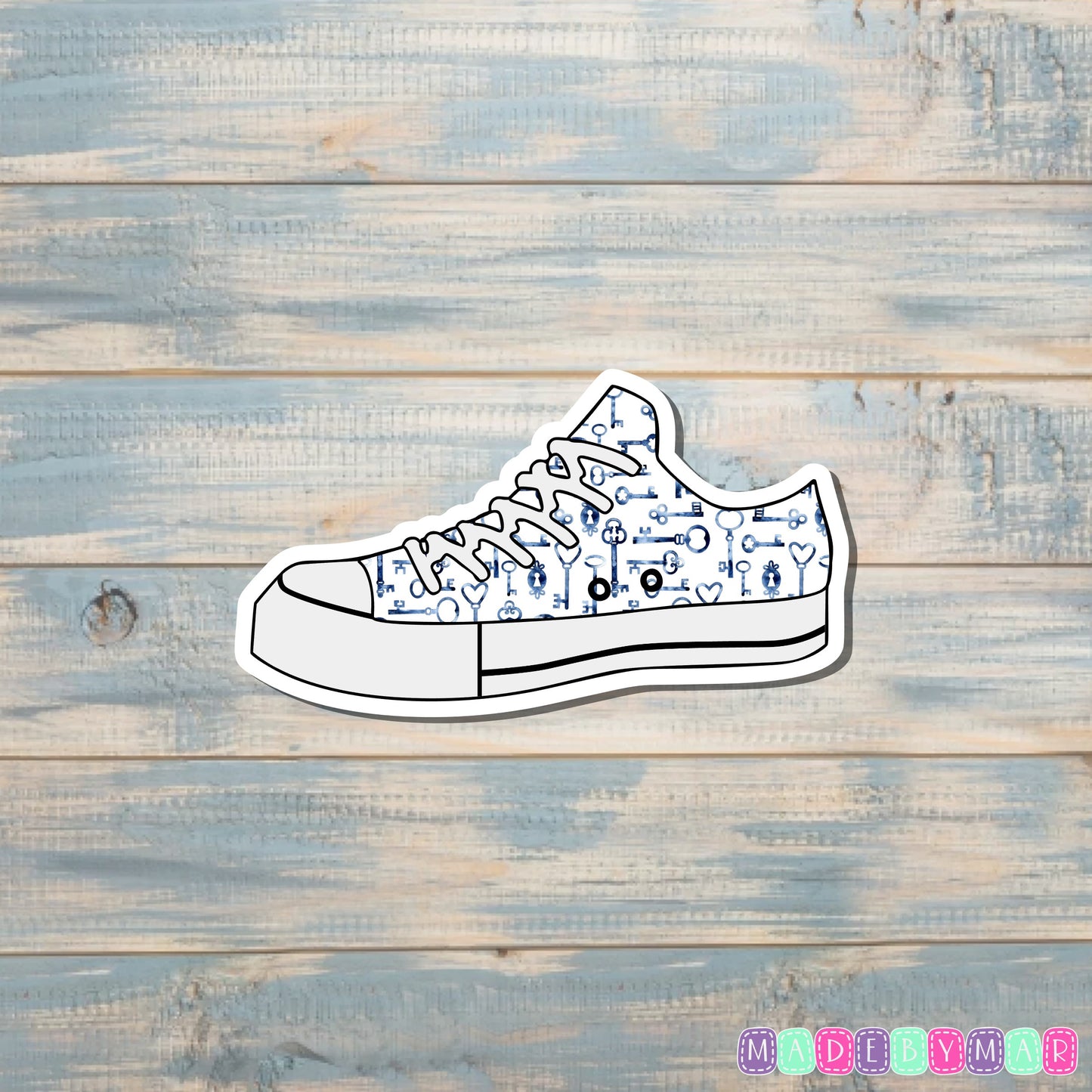 Blue Vintage Skeleton Keys Low Top Shoes Sticker |Sticker or Magnet