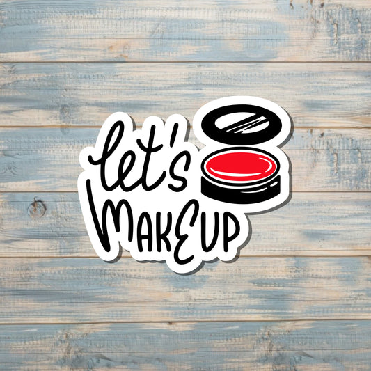 Lets Makeup, Beauty Compact Sticker, Graphic Art Sticker,  Vinyl Decal |Sticker or Magnet