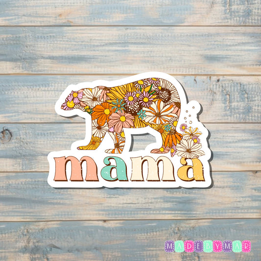 Floral Mama Bear |Sticker or Magnet | Mother's Day