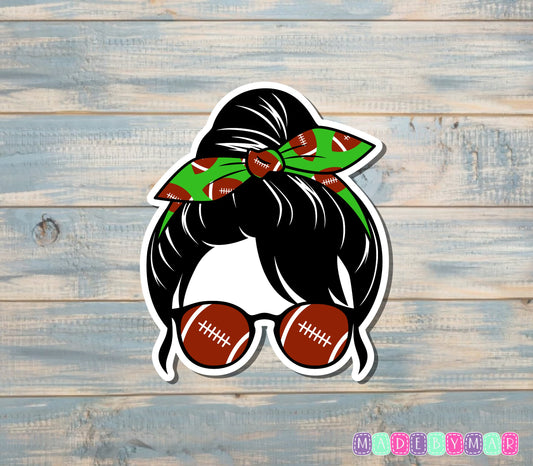 Football Mom Sticker, Messy Bun |Sticker or Magnet