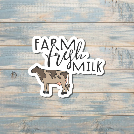 Farm Fresh Milk Cow, Die Cut Vinyl Sticker, , Boho Fun, Water Resistant |Sticker or Magnet