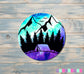 Mountains, Trees, and a Tent Sticker |Sticker or Magnet