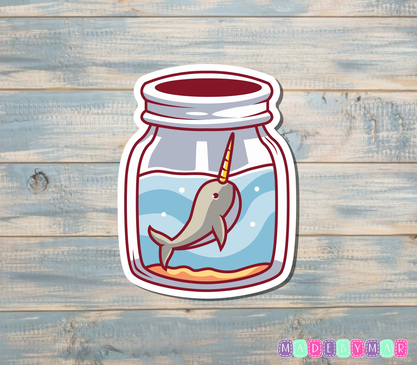 Narwhal in a Mason Jar Sticker |Sticker or Magnet