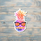 Pineapple Summer Time Sticker, Die Cut Vinyl Sticker, Boho Fun, Water Resistant, Pink and Blue |Sticker or Magnet