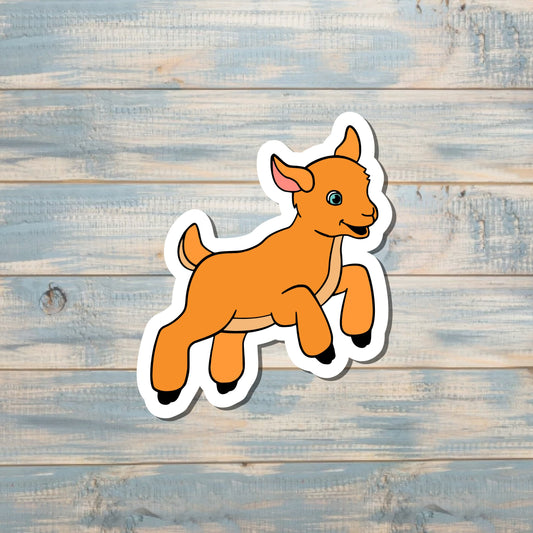 Orange Baby Goat Kid, Die Cut Vinyl Sticker, , Boho Fun, Water Resistant |Sticker or Magnet