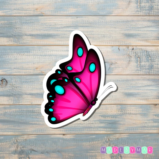 Pink Butterfly |Sticker or Magnet