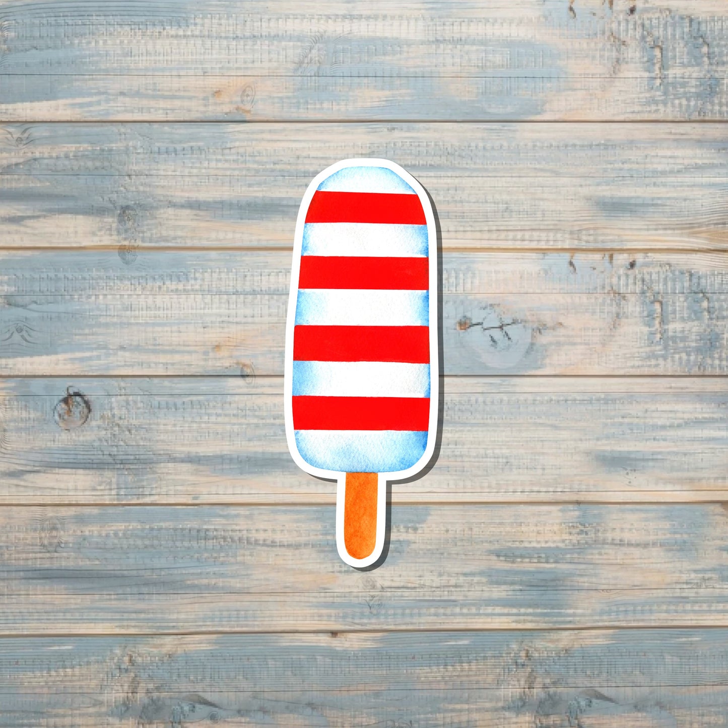 Patriotic Sticker, Red Striped Popsicle, Die Cut Vinyl Sticker, Boho Fun, Water Resistant, Fourth of July, America |Sticker or Magnet