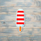 Patriotic Sticker, Red Striped Popsicle, Die Cut Vinyl Sticker, Boho Fun, Water Resistant, Fourth of July, America |Sticker or Magnet