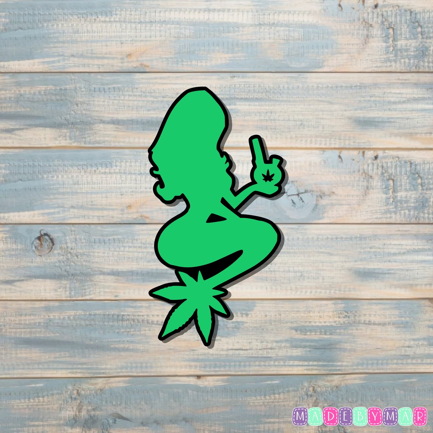 Mermaid Smoking Marijuana Sticker, Green |Sticker or Magnet