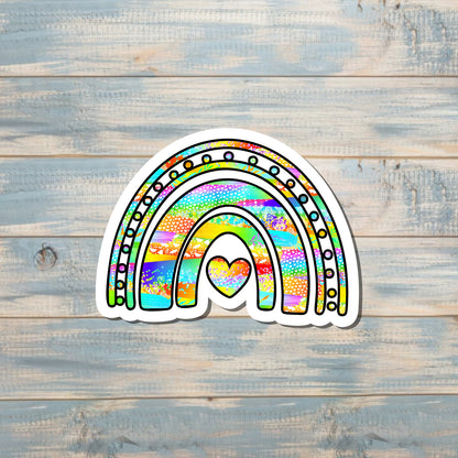Colorful Rainbow, Die Cut Vinyl Sticker, , Boho Fun, Water Resistant, 90s Nostalgia |Sticker or Magnet