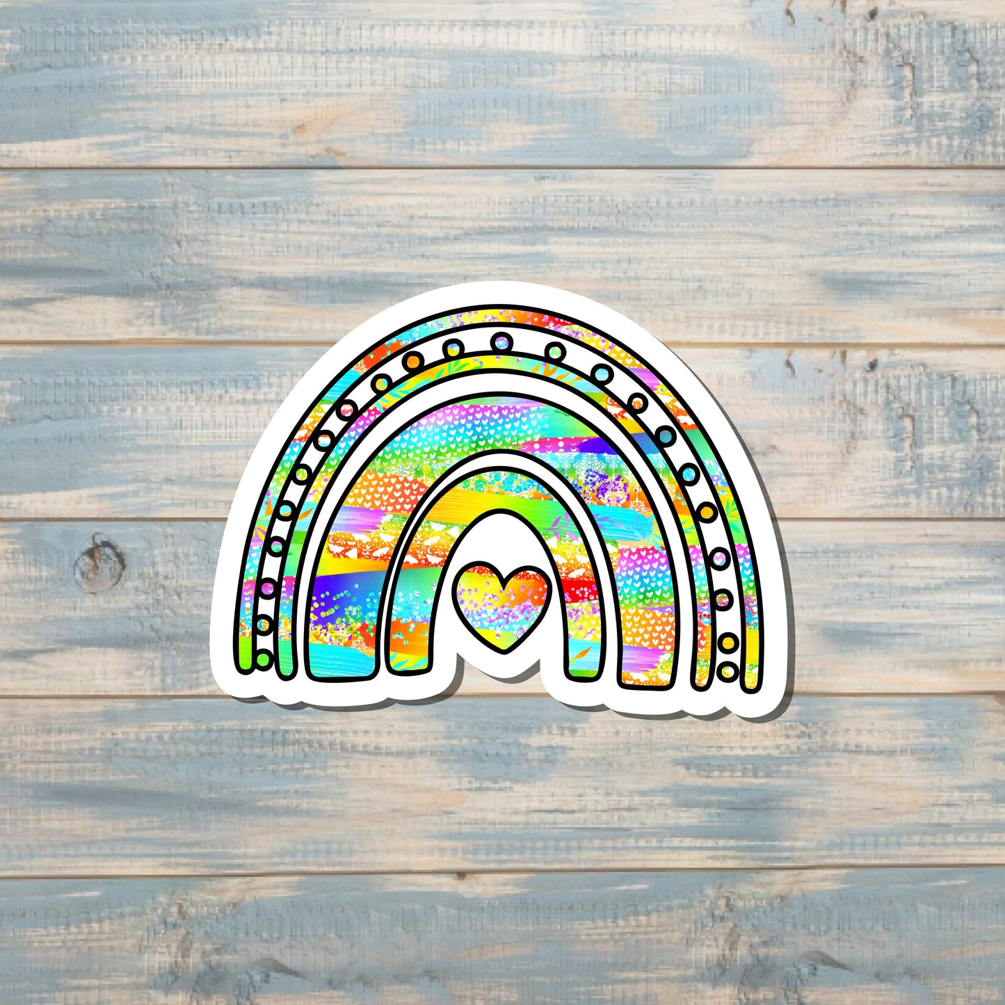 Colorful Rainbow, Die Cut Vinyl Sticker, , Boho Fun, Water Resistant, 90s Nostalgia |Sticker or Magnet