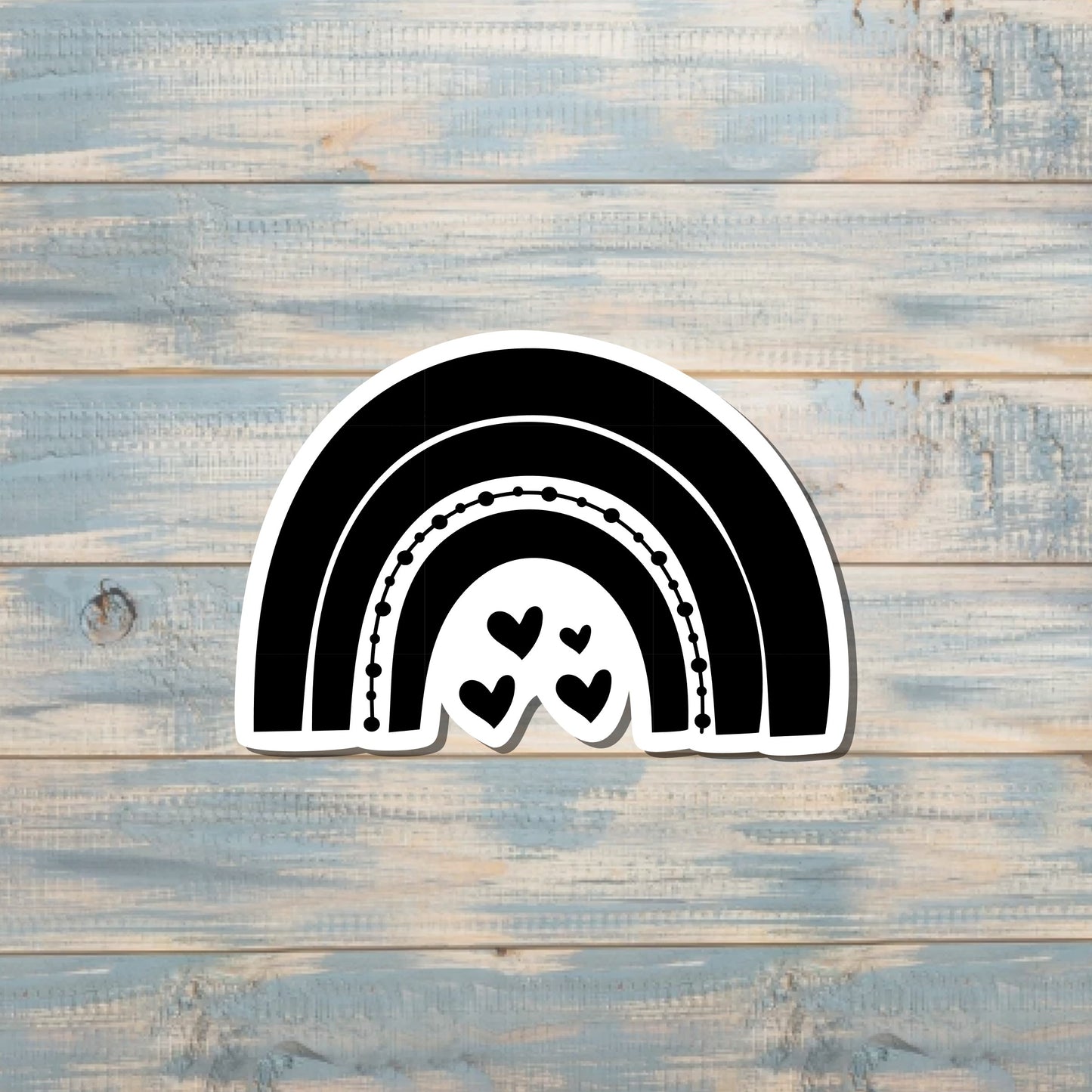 Black Rainbow Sticker with Hearts Sticker |Sticker or Magnet