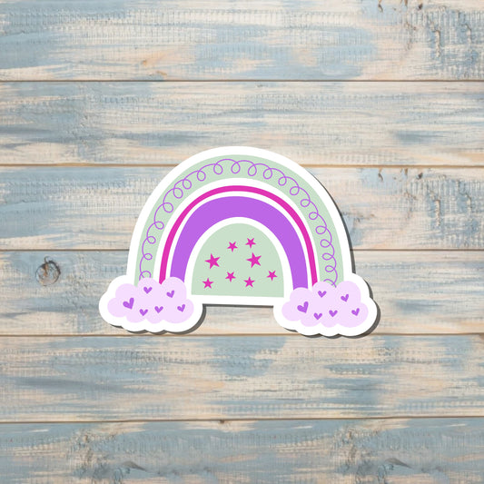 Bohemian Rainbow Clouds, Die Cut Sticker, Graphic Art Sticker, Vinyl, , Boho Fun |Sticker or Magnet