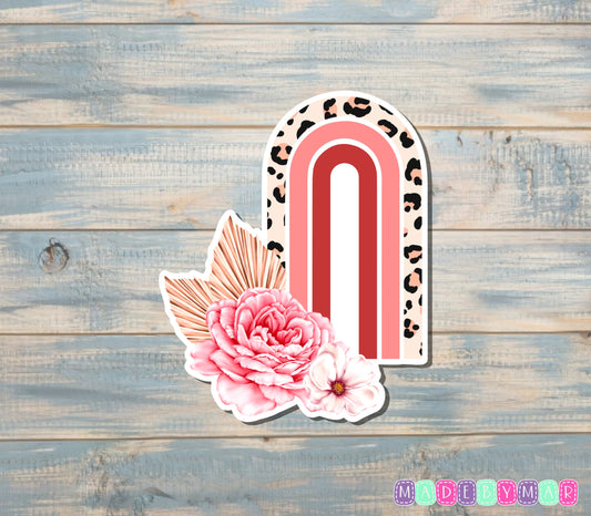 Cheetah Print Floral Rainbow Sticker |Sticker or Magnet