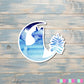 Blue Crescent Moon and Cat Sticker |Sticker or Magnet