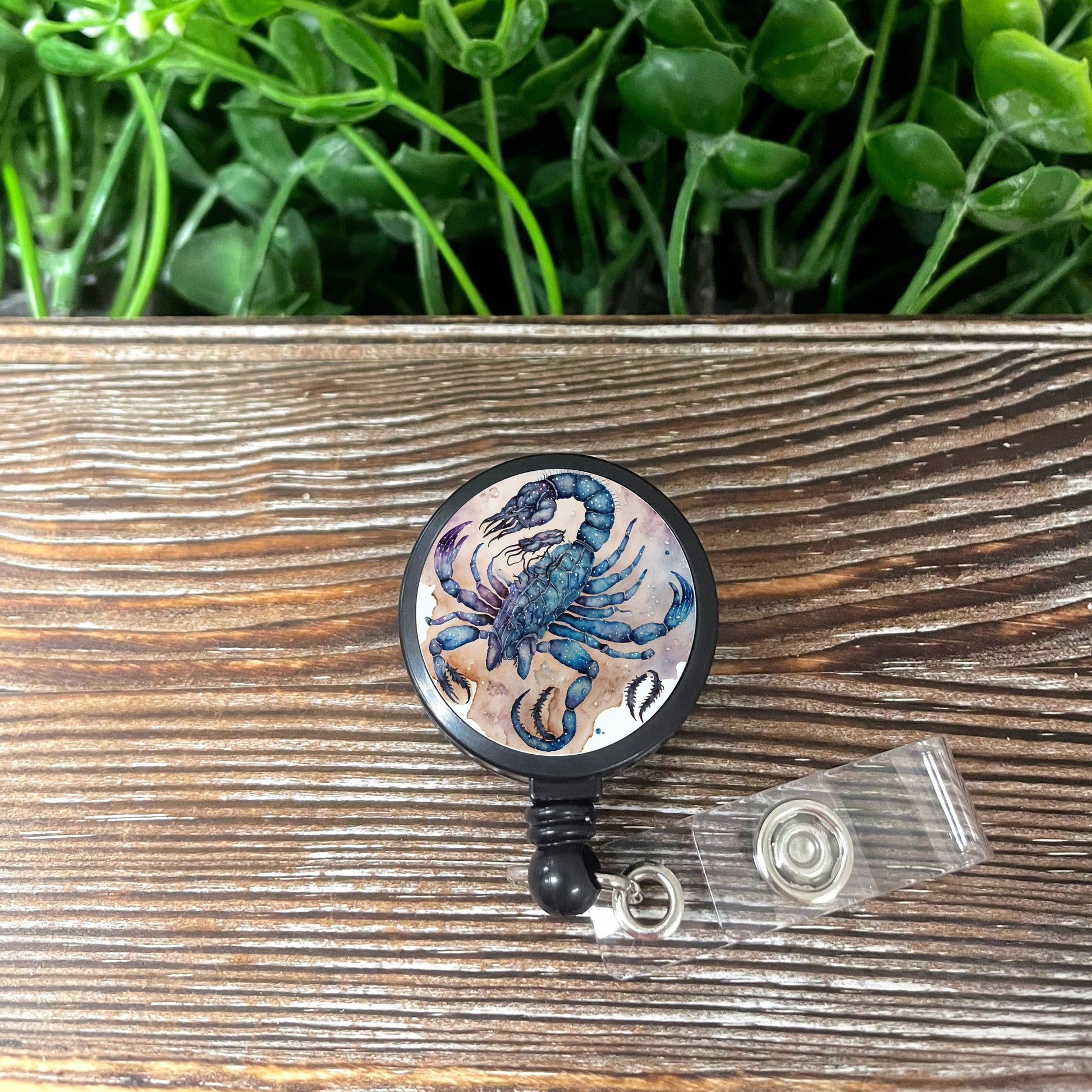 Scorpio Zodiac Sign, Retractable Badge Reel, Boho Fun, Sublimation Lanyard Holder, Watercolor Celestial, Astrological Birthday - Handmade by Marlayna