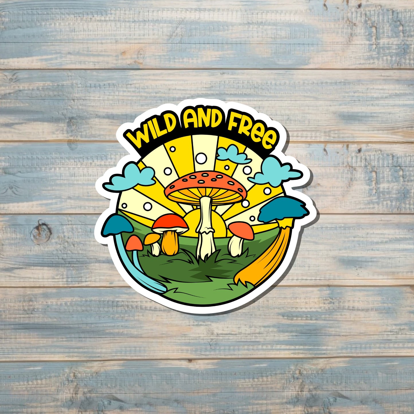 Wild and Free Sticker, Vinyl Decal, Water Resistant, Hippie Boho Love, Mushroom Sticker, Fungi Sticker |Sticker or Magnet