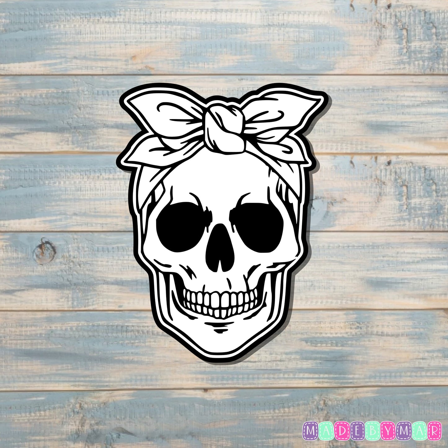 Skull with Headband Sticker |Sticker or Magnet