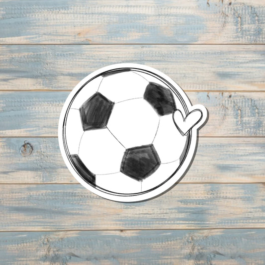 Soccer Ball w/ Heart, Die Cut Sticker, Graphic Art Sticker, Vinyl, , Boho Fun |Sticker or Magnet