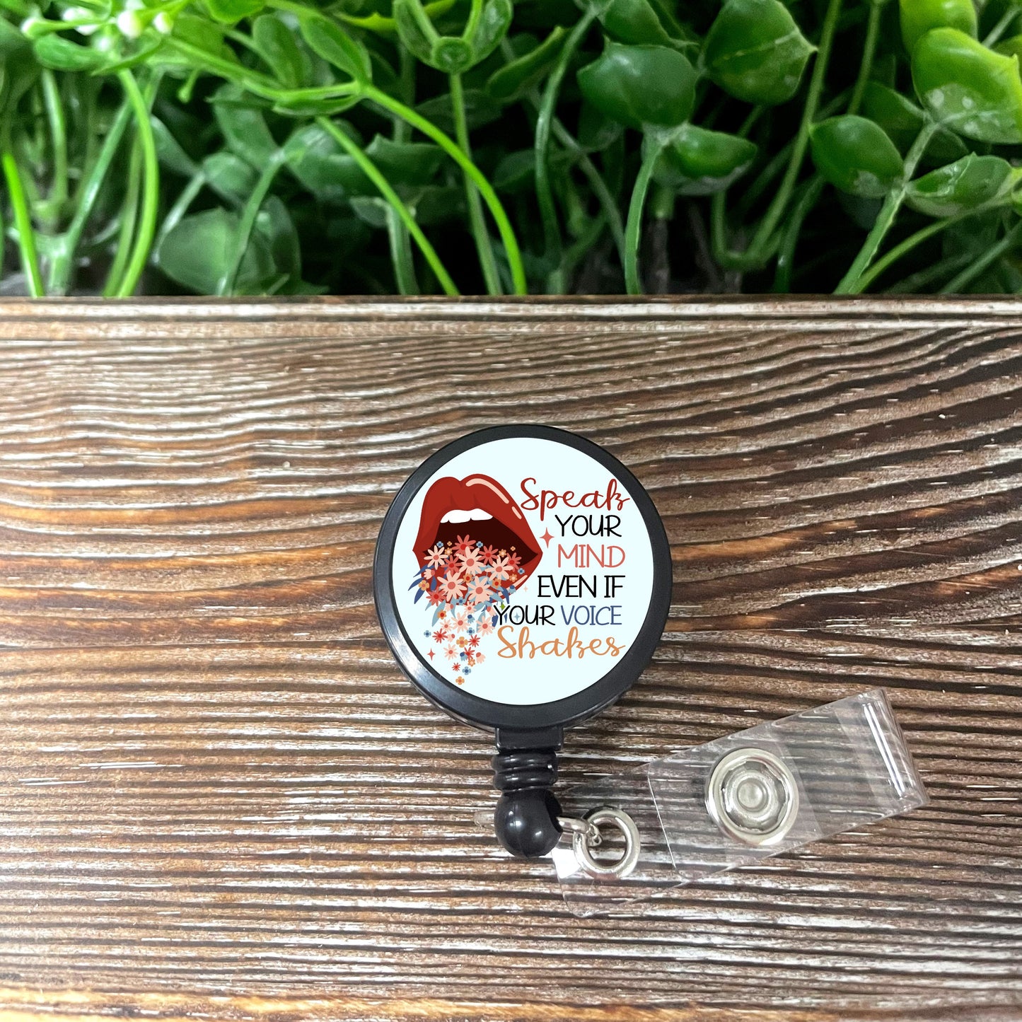 Speak Your Mind Even If Your Voice Shakes, Retractable Badge Reel, Boho Fun, Sublimation Lanyard Holder, Feminism Equality, Self Love - Handmade by Marlayna