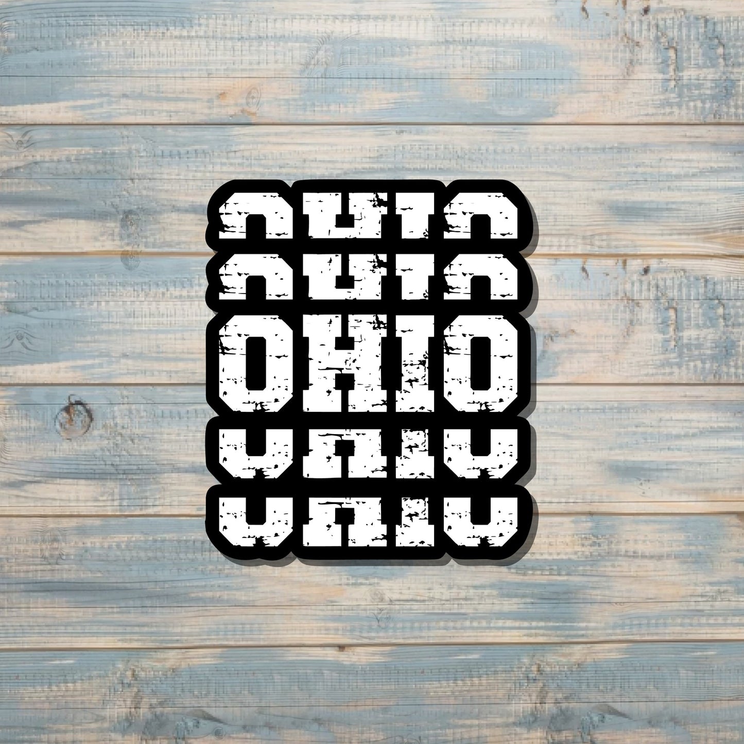 Stacked Ohio Sticker, Ohio Decal, State Laptop Stickers, Vinyl Stickers, Home Pride, Refrigerator Magnet, Locker Decor, Distressed Words, Local Hometown |Sticker or Magnet