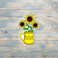 Sunflowers in a Vase, Die Cut Vinyl Sticker, , Boho Fun, Water Resistant |Sticker or Magnet