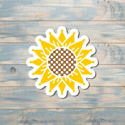 Yellow Sunflower, Die Cut Vinyl Sticker, , Boho Fun, Water Resistant |Sticker or Magnet