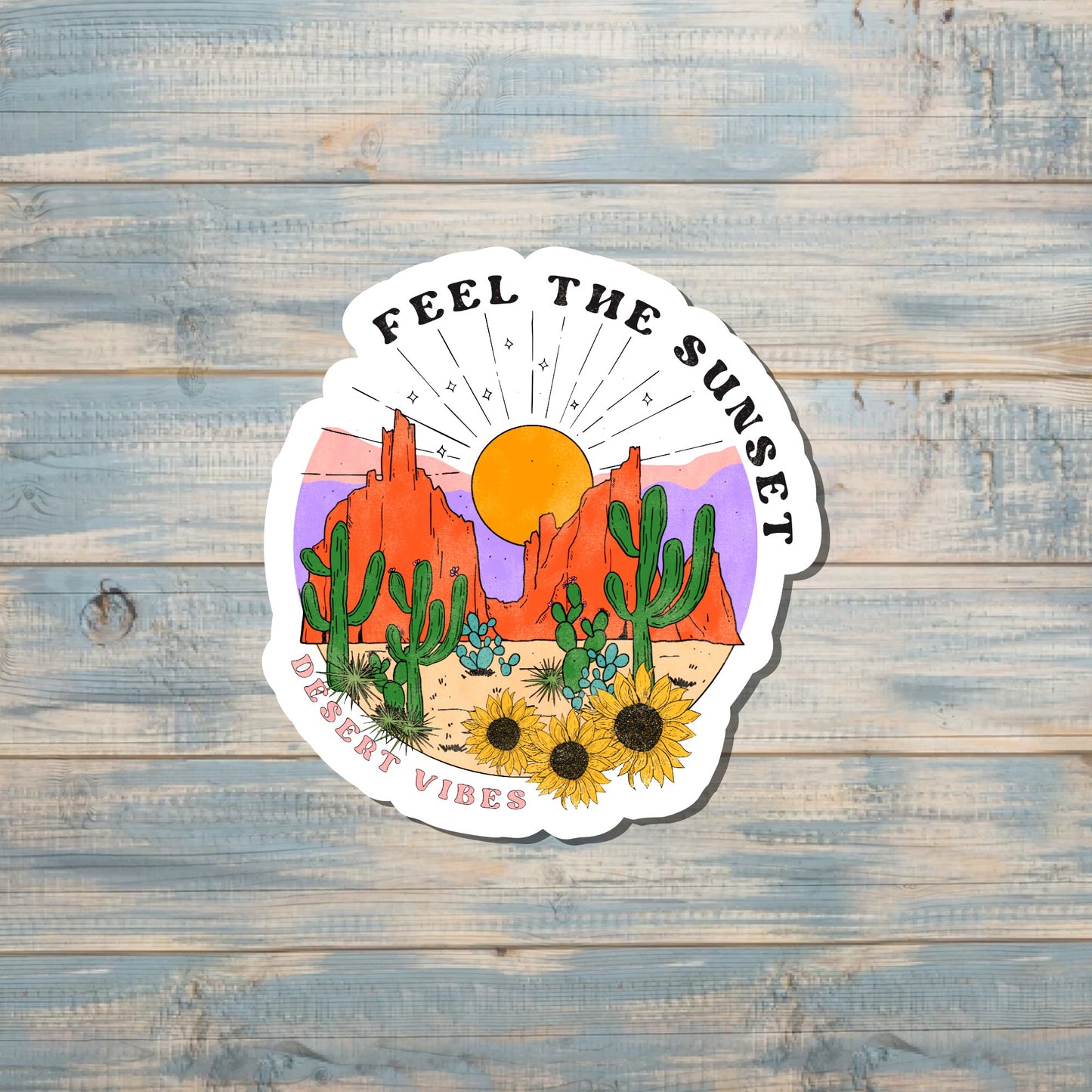 Sunset Sticker, Laptop Sticker |Refrigerator Fridge Car |Western Vibes Boho |Mountain Scene |Desert |Sticker or Magnet