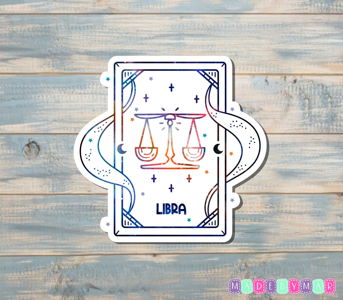 Libra Zodiac Tarot Card Sticker |Sticker or Magnet