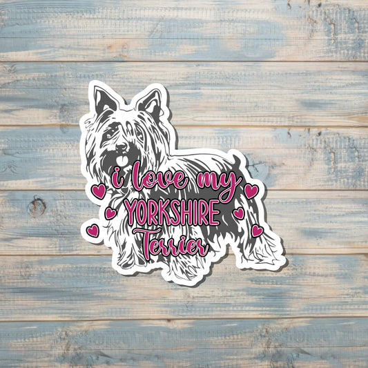 Yorkshire Terrier Sticker Die Cut Vinyl Sticker, Boho Fun, Water Resistant, Dog Mom Animal Lover, Pet Breed |Sticker or Magnet