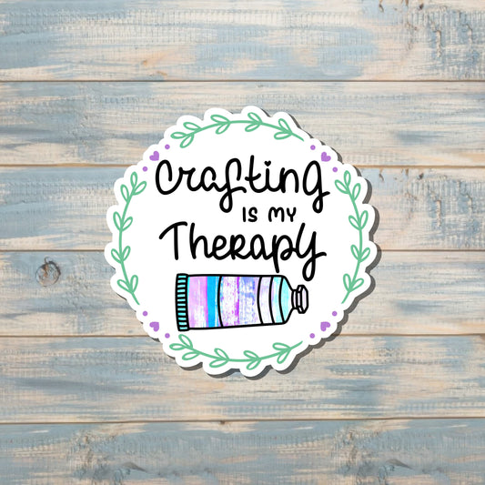 Crafting is my Therapy, Crafting Sticker, Graphic Art Sticker,  Vinyl Decal |Sticker or Magnet