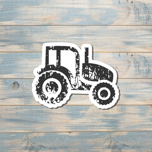 Distressed Farm Tractor, Die Cut Vinyl Sticker, , Boho Fun, Water Resistant |Sticker or Magnet