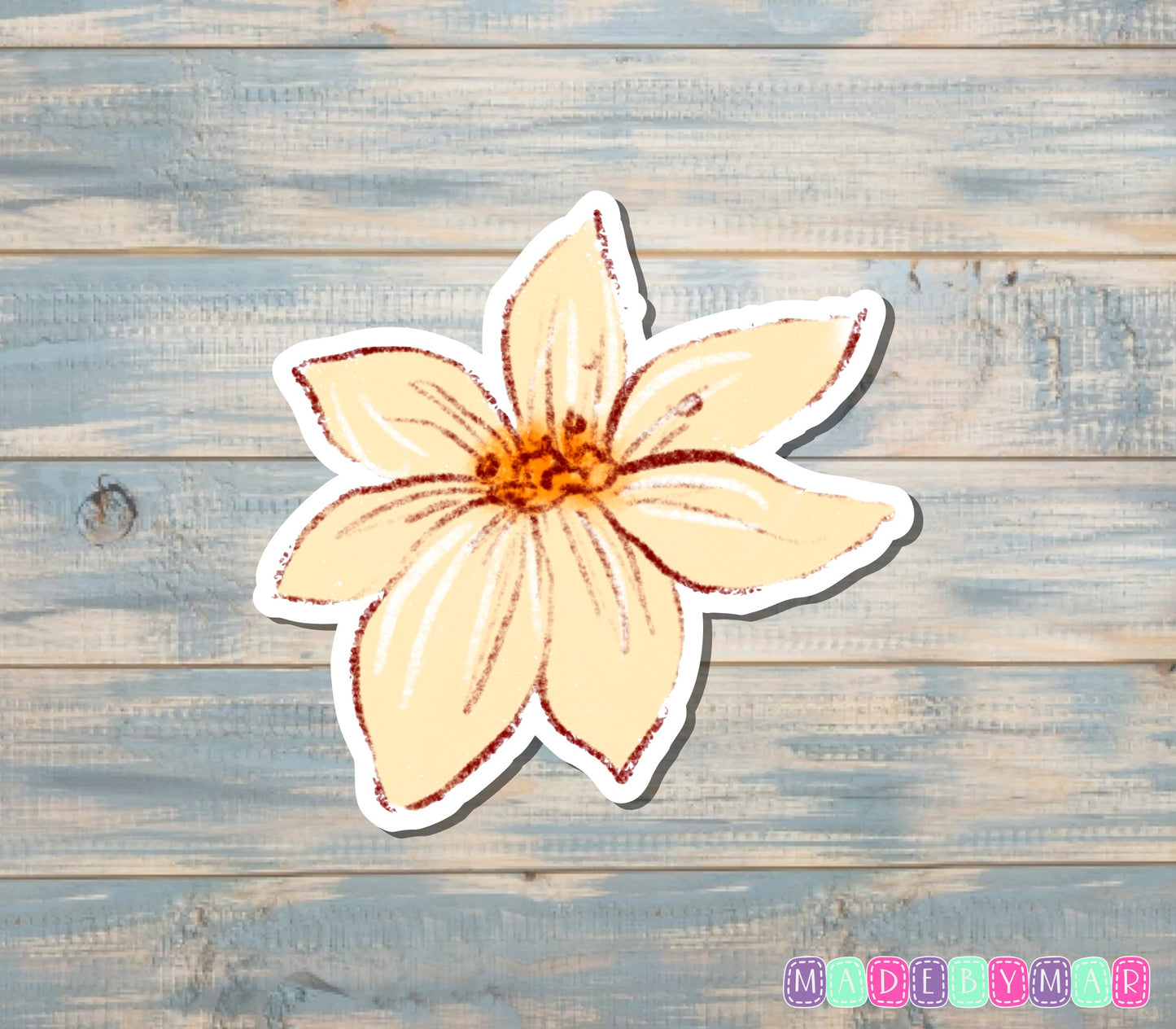 White Flower Watercolor |Sticker or Magnet