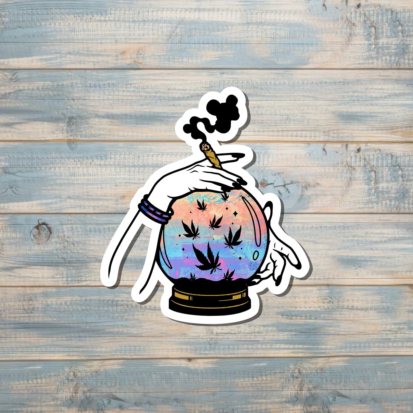 Crystal Ball Sticker, Weed Smoker Sticker, Graphic Art Sticker |Sticker or Magnet