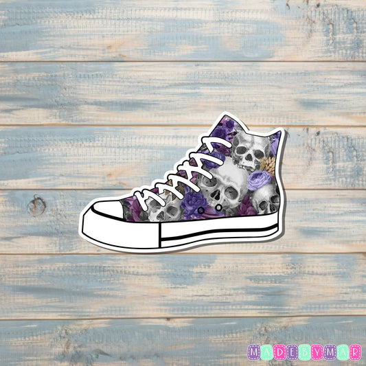 Purple Skull High Top Shoes Sticker |Sticker or Magnet